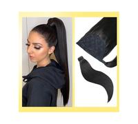Cola de caballo Extensión de cola caballo envolvente, cabello humano liso Remy, con pasta mágica Peinado(1b,24inch 100g)