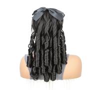 Cola de caballo Extensión de cola caballo rizada estilo princesa retro con lazo, peine fibra sintética, pinza for el pelo Peinado(2)