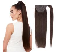 cola de caballo Extensión de cola de caballo con lazo mágico de cabello humano 100% Remy(Brown)