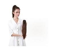 Cola de caballo, Extensión de cola de caballo de cabello humano real de 14 a 22 pulgadas - Pieza de cabello liso con clip for mujer(Jet Black,14inch)