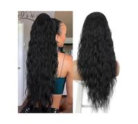 Cola de Caballo Extensión de cola de caballo rizada con cordón, cola de caballo de 26 pulgadas de largo, ondulado, rizado, con cordón, postizo de cola de caballo, extensión de cabello rizado sintético