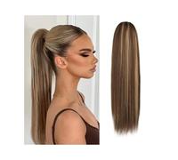 Cola de Caballo Extensione Extensiones de cabello humano con cola de caballo recta con cordón ajustable de 40 a 66 cm, con reflejos n.° 4/27, con clip, Remy, for mujer Coleta Postiza Pelo(24inches)