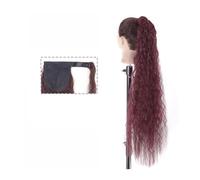 Cola de Caballo Extensiones de cabello de cola de caballo con ondas de maíz, 22/34 pulgadas de largo, ondulado, rizado, envolvente, con clip de cola de caballo, en postizo ondulado sintético natural f