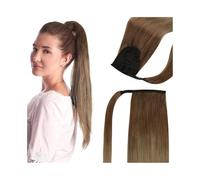 Cola de caballo Extensiones de cabello for cola caballo n.° 6, color marrón, humano brasileño, sedoso, liso, envolvente, con clip Peinado(18inches)