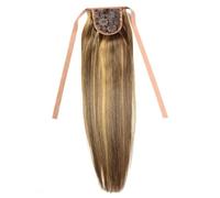 Cola de caballo, Extensiones de cabello humano Remy con clip, 16-26 pulgadas, cinta for cola caballo, 100 g, liso(Brown+golden yellow,22inch)