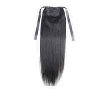 Cola de caballo, Extensiones de cabello humano Remy con clip, 16-26 pulgadas, cinta for cola de caballo, 100 g, liso(Light black,26inch)