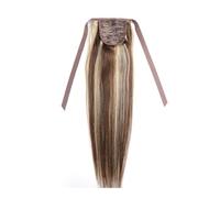 Cola de caballo, Extensiones de cabello humano Remy con clip, 16-26 pulgadas, cinta for cola de caballo, 100 g, liso(Brown+golden white,16inch)