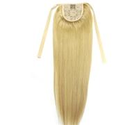 Cola de caballo, Extensiones de cabello humano Remy con clip, 16-26 pulgadas, cinta for cola de caballo, 100 g, liso(Golden yellow,16inch)