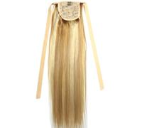 Cola de caballo, Extensiones de cabello humano Remy con clip, 16-26 pulgadas, cinta for cola de caballo, 100 g, liso(Bright brown+gold,16inch)