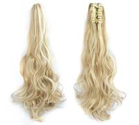 Cola de caballo, Extensiones de cola caballo sintéticas onduladas y rizadas 20 pulgadas: se fijan fácilmente con pinzas for lograr un look espectacular(Golden white)