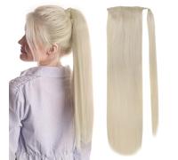 Cola de caballo, Extensiones de cola de caballo de cabello humano Remy de 70 g/80 g for mujeres blancas - Brillo intenso(White,20inch)