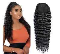 Cola de caballo, Extensiones de cola de caballo rizadas con clip de 25 a 66 cm - Cabello 100% humano con cordón ajustable(16inch)