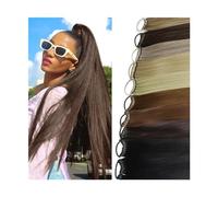 Cola de Caballo Extensiones de cola de caballo trenzadas largas y rectas con lazo for el cabello, extensiones de cola de caballo sintéticas de 24 pulgadas envolventes alrededor del postizo trenzado de