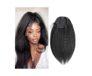 Cola de caballo Kinky Straight Drawstring Ponytail for Black Women Natural Brazilian Remy Hair Clip In Hairpiece Peinado(18inches)