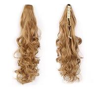 Cola de Caballo ondulada larga, Clip garra grande, pinza pelo ondulado, extensión cabello, cola caballo sintética resistente al calor, peluca for mujer Pieza de Pelo de Moño Desordenado