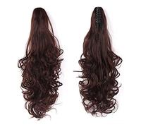 Cola de Caballo ondulada larga, Clip garra grande, pinza pelo ondulado, extensión cabello, cola caballo sintética resistente al calor, peluca for mujer Pieza de Pelo de Moño Desordenado
