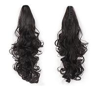 Cola de Caballo ondulada larga, Clip garra grande, pinza pelo ondulado, extensión cabello, cola caballo sintética resistente al calor, peluca for mujer Pieza de Pelo de Moño Desordenado