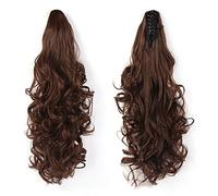 Cola de Caballo ondulada larga, Clip garra grande, pinza pelo ondulado, extensión cabello, cola caballo sintética resistente al calor, peluca for mujer Pieza de Pelo de Moño Desordenado