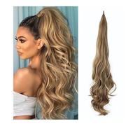 Cola de caballo, Peluca de cola caballo larga 32 pulgadas, receptor cabello envolvente, pelo palo for mujer(Brown-white)