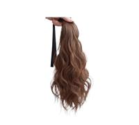 Cola de caballo Peluca sintética de pelo largo atado con ondas agua, volumen aumentado, natural, cabello simulado Peinado(Dark Brown)