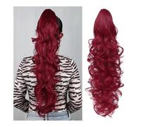 Cola de caballo Ponytail Extension, 30 Inch Claw Clip in Long Wavy Curly Fluffy Multi Layered Synthetic Hair Piece Peinado(Burg)