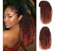 Cola de caballo rizada con cordón largo para extensión de cola de caballo africana y americana, cola de caballo sintética afro rizada con clip para mujer, 18 pulgadas (Dark Bown 4#)