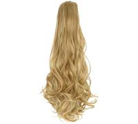 Cola de caballo rubia ondulada de 24 pulgadas con clip de garra, extensión de fibra sintética de alta temperatura para una rápida transformación del cabello