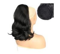 Cola de Caballo Short Drawstring Ponytail Hair Extension for Women, 18 Inch Natural Wave Ponytail Extension Clip in Synthetic Wave Ponytail Hairpiece Chica Postizos de Pelo (Color : 1B, Size : 18inc