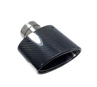 Cola de Escape 1 Boquilla Tubo Escape Fibra Carbono Brillante Coche Universal Ovalada Negra Acero Inoxidable Con Inclinación 150Mm Silenciador Trasero Coche(63 IN -150 OUT)