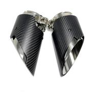 Cola de Escape Punta Silenciador Fibra Carbono Escape Tubo Boquilla Universal Recta Acero Inoxidable Negro Izquierda/Derecha 1 Juego Cola Tubo Escape(ID 63-OD 101)