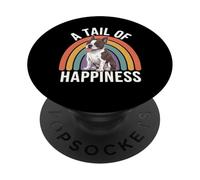Cola de la Felicidad Boston Terrier Perro Retro Rainbow PopSockets PopGrip Adhesivo