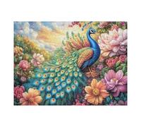 Cola de Pavo Real Entre Las Flores Rompecabezas 500 Piezas Cartón para Adultos Y Adolescentes para Coleccionistas Decoración Única Hogar Antiestrés Regalo Reyes Magos 500 PCS