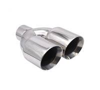 Cola de Tubo de Escape Para Doble Salida 63MM Silenciador Escape Punta Universal 2,5 Pulgadas Entrada 89/101mm Salida Acero Inoxidable Doble Pared(63-89MM Silver)