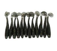 Cola en T, Cebo Suave, Cola de Paleta de PVC, señuelo de Pesca con Gusano Suave Artificial, 12 Uds., 70mm, 2,9g, Alto Brillo, Sal, Olor a Pescado para ríos, Lagos y océanos (Gris Flash)