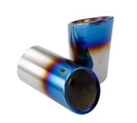 Cola Escape 2 Unids/set Para VW Para Polo Para Golf 6 Para Jetta MK6 1,4 T Para 7 Para MK7 Para Bora Cubiertas Tubo Silenciador Punta Coche Doble Redonda(Azul)