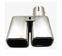Cola Escape Coche 1 Boquilla De Escape Universal De Doble Salida Silenciador Trasero De Acero Inoxidable Boca Cuadrada Entrada De 63 Mm.(Silver)