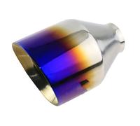 Cola Escape Coche Silenciador 63mm, Garganta Cola 114mm Salida Pared Doble Inclinada Punta Escape Acero Inoxidable Extremo Tubo Negro Y Azul(E)