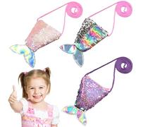 Cola Sirena Niña, 3 Piezas Regalo Cumpleaños Niña, Mini Monedero Niña, Bolsa Caramelos Sirena, Mini Bolsa Lentejuelas Cola Sirena, Bolsa Regalo