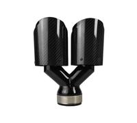 Cola Tubo Escape 1 Pieza de silenciador de para Escape Universal de Fibra de Carbono Negro en Forma de Y, Doble Salida, Sarga Brillante Tubo De Escape Trasero(66mm-76mm)