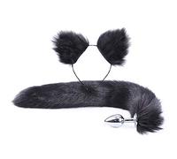 Cola y orejas de zorro negro accesorios decorativos - agarre de metal Pl-ùg (2 piezas/paquete)