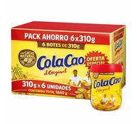 ColaCao Original, Cacao soluble, Cacao Natural y sin Aditivos, ideal para desayunos y meriendas, Sin tratamientos químicos ni aditivos, Contiene gluten, Contiene 6 botes de 310 gr