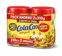 ColaCao Original, Cacao soluble, Cacao Natural y sin Aditivos, ideal para desayunos y meriendas, Sin tratamientos químicos ni aditivos, Contiene gluten, Contiene 2 botes de 310 gr