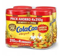 ColaCao Original, Cacao soluble, Cacao Natural y sin Aditivos, ideal para desayunos y meriendas, Sin tratamientos químicos ni aditivos, Contiene gluten, Contiene 4 botes de 310 gr