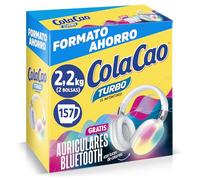 ColaCao Turbo, Cacao Soluble Instantáneo Natural, Pack Ahorro 2,2kg con Auriculares Bluetooth de Regalo