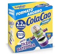 ColaCao Turbo, Cacao Soluble Instantáneo Natural, Pack Ahorro 2,2kg. Formato Ahorro con Taza Batidora Buzz Lightyear de Toy Story
