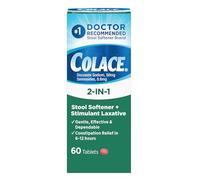Colace 2 en 1 taburete suavizante + estimulante laxativo, 60 tabletas (paquete de 2)