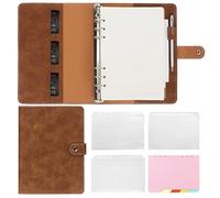Colacoo Carpeta de cuero A5, cuaderno de 6 anillas, cuaderno recargable, carpeta A5 con bolsillos para carpeta, separadores A5, papel de repuesto A5, carpeta de viaje, cuaderno marrón