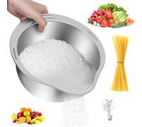 Colador Acero Inoxidable para Lavar Arroz - Escurridor Pasta Colador Acero Inoxidable con Pico Seguridad Alimentaria - Colador de Cocina para Enjuagar, Quinoa, Frutas, Verduras, Granos