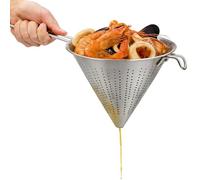 Colador Chino de Cocina, Colador forma cónica, colador Chino, Escurridor de Acero, Apto para para Pasta, Verduras, Frutas y Arroz, Acero inoxidable, Incluye 1 gancho de sujección, Diámetro 16 cm