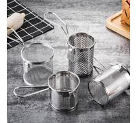 Colador de acero inoxidable resistente con mango de gancho de madera para enjuagar y colar alimentos eficientes (E)